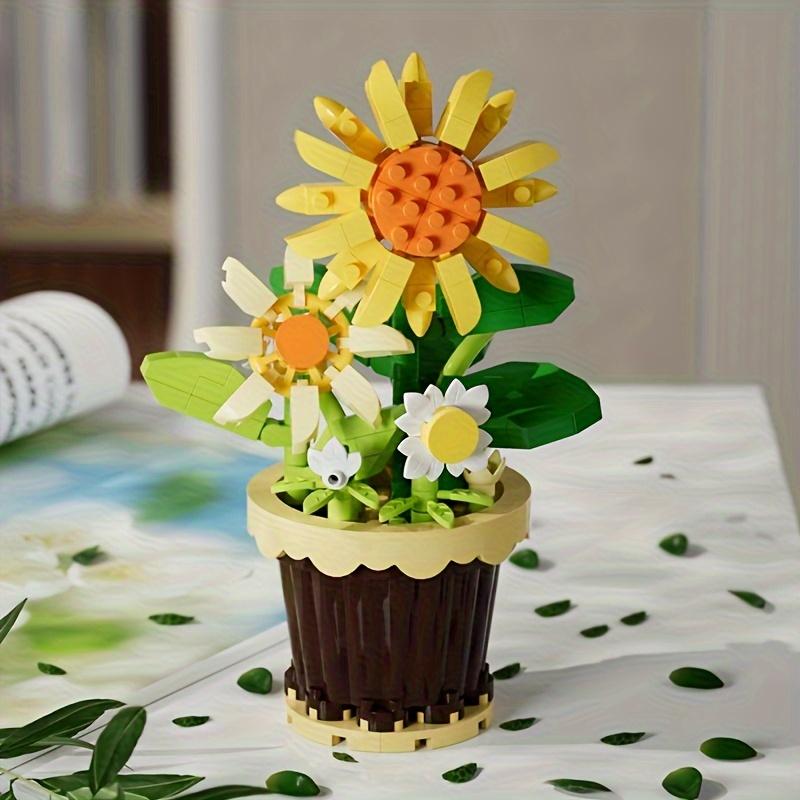 Flower Building Blocks, Rose Building Blocks, 1 Set Mini Potted Plant Model Building Blocks, Building Kit Desktop Ornament, Home Decoration, Educational Fun Toys, Birthday Gift