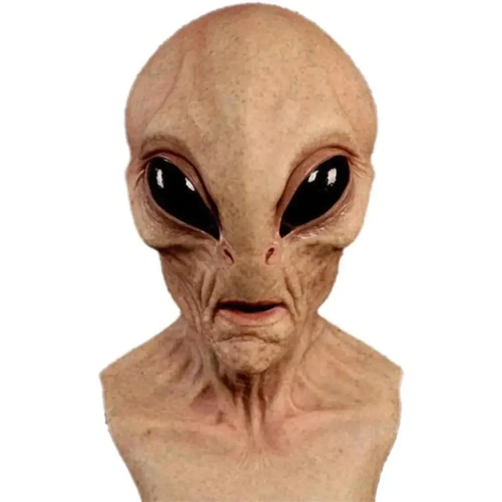 Halloween Costume Alien Dinosaur Mask, Realistic Creepy Halloween Masks for Adults, Full Head Latex Scary Old Man Woman Mask