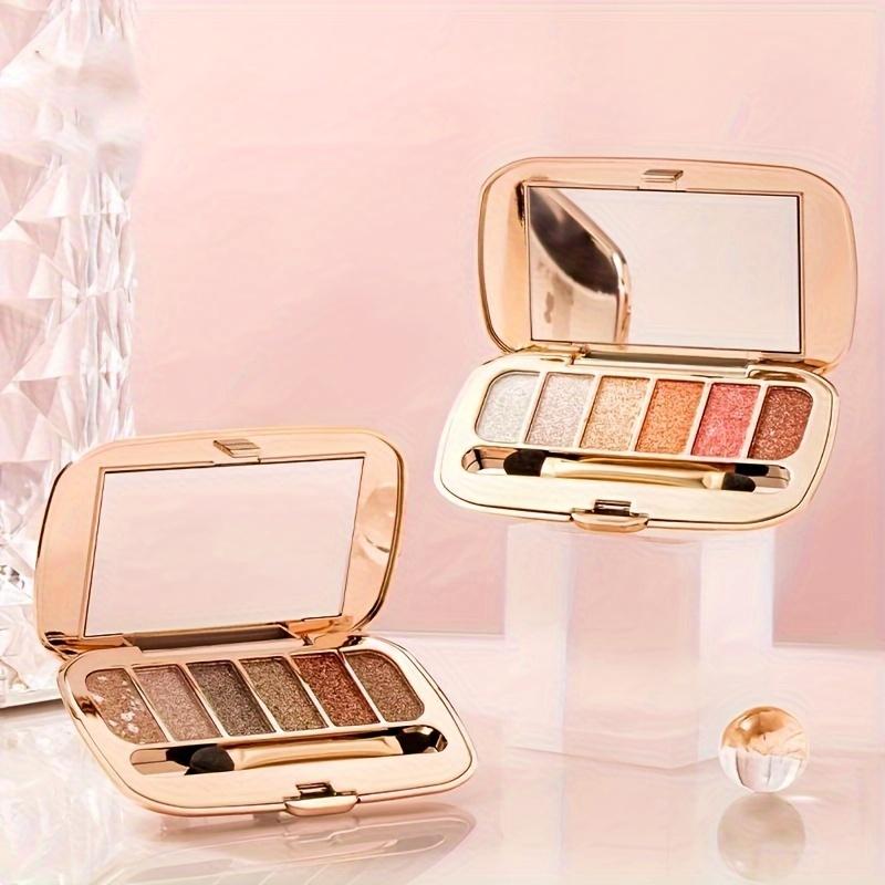 #05 6-Color Matte Brown Nude Eyeshadow Palette - Polarized Glitter & Diamond Pearls, With Brush & Mirror Highly Pigmented Shades Cosmetic Makeup