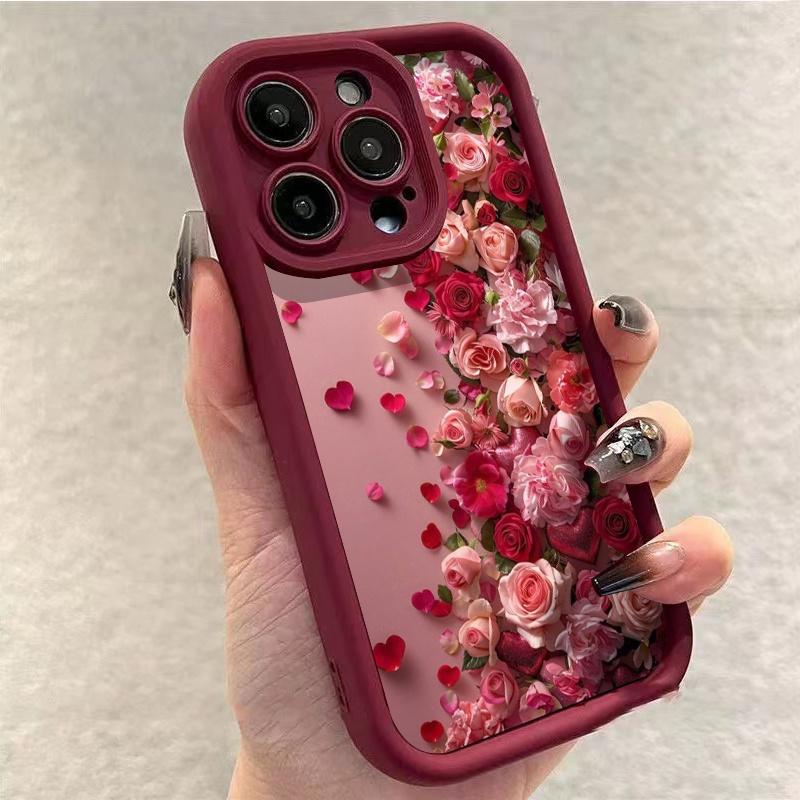 Creative Rose Heart Petal Pattern Phone Case, Suitable for Apple iPhone 17 E Air Pro ProMax iPhone16 15 14 Plus 13 12 Mini 11 X XS XR
