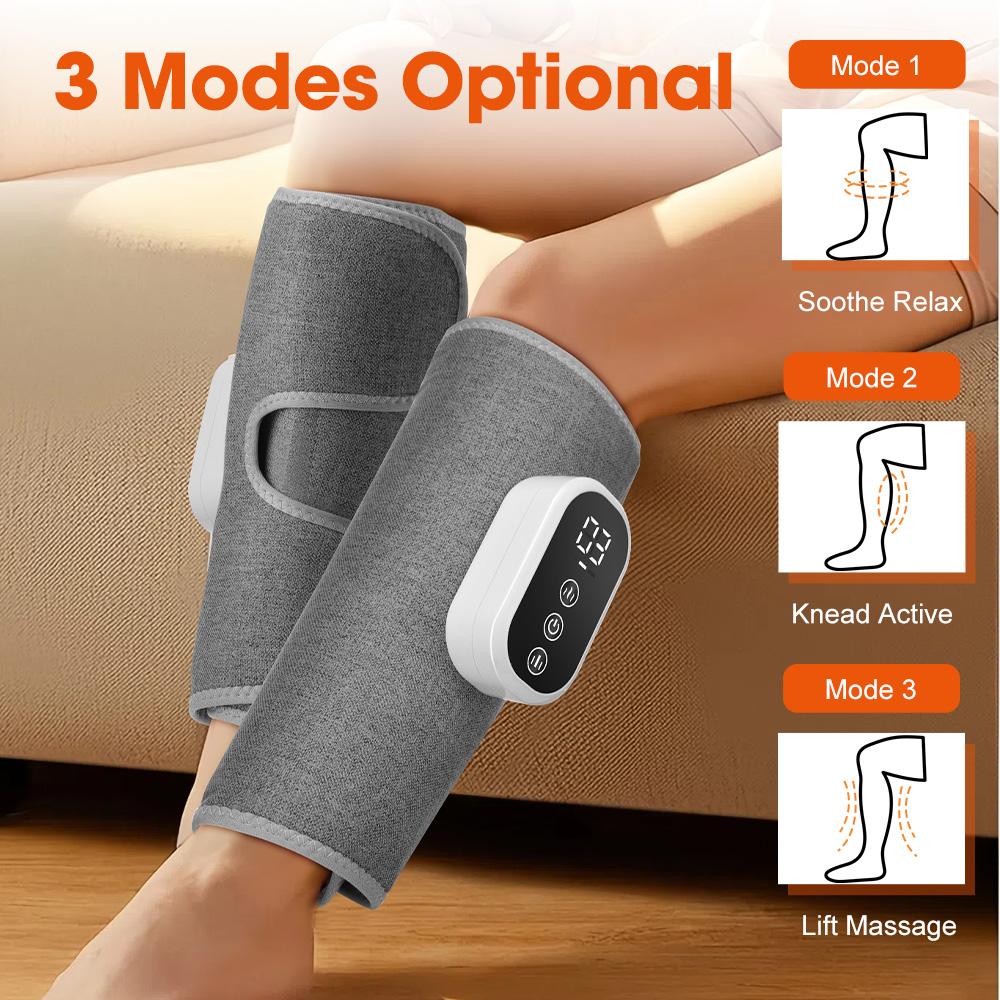 Wireless 360° Air Pressure Calf Massager Hot Compress Electric Airbag Compression Leg Massage Wrap 3 Modes 3 Heating Levels Foot Calf Muscle Relax Blood Circulation