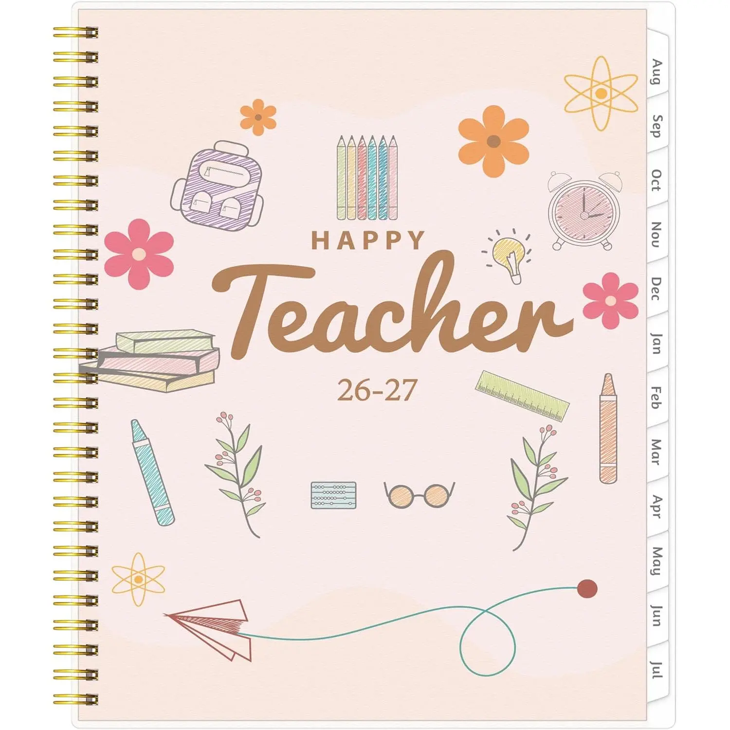 Teacher Planner 2026-2027, AUG. 2026 – JUL. 2027, Lesson Planner 2026-2027 Academic Year, with Tabs, Thick Paper, 2-Sided Pocket, 8’’ x 10’’ Daily Weekly and Monthly Calendar with 8 Periods