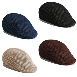 Men's Breathable Mesh Beret, Adjustable Flat Cap, UPF50+ Sun Protection, Breathable Mesh Duckbill Beret, Head Circumference 56-58cm, Everyday Versatile Style
