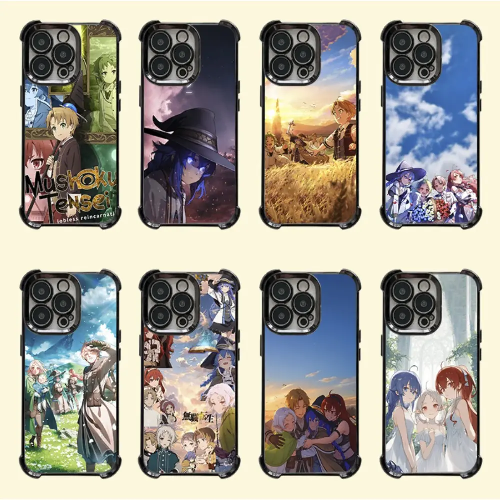 Classic cool anime M-Mushoku T-Tensei phone case Compatible with iPhone 17/16/15/14/13/12/11/Pro/ProMax/Plus/Air/Xsmax, Four-corner airbag electroplated anti-drop soft Case, Trendy Design, Shockproof Transparent Back Cover, Creative Design holiday Gift, A