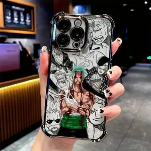 Anime Swordsman Pirate Zoro Phone Case, TPU Shockproof Transparent Soft Back Cover with Waterproof & Anti-Drop Protection, Multi-Model Compatible with iPhone 17/16/15/14/13/12/11 Pro Max Plus Air, Wireless Charging Supported Mobile Phone Accessories