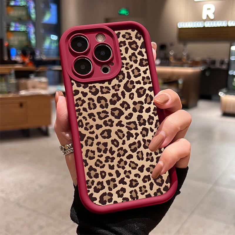 Leopard Print Pattern Case for iPhone17 Pro Max, Air 16 15 14 Pro Max 13 12 11 XR XS Plus Shockproof Drop Protection Rugged Durable Silicone Cover