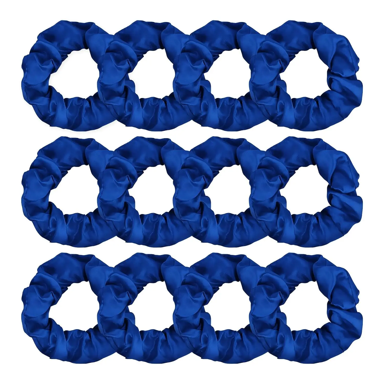 Navy Blue Satin Scrunchies Elastic Band Bobbles Hair Ties | 12 Pack Hair Scrunchy Bands Elastic Satin Hair Ties Gentle Accessories for Sleep Work Everyday Hairstyling