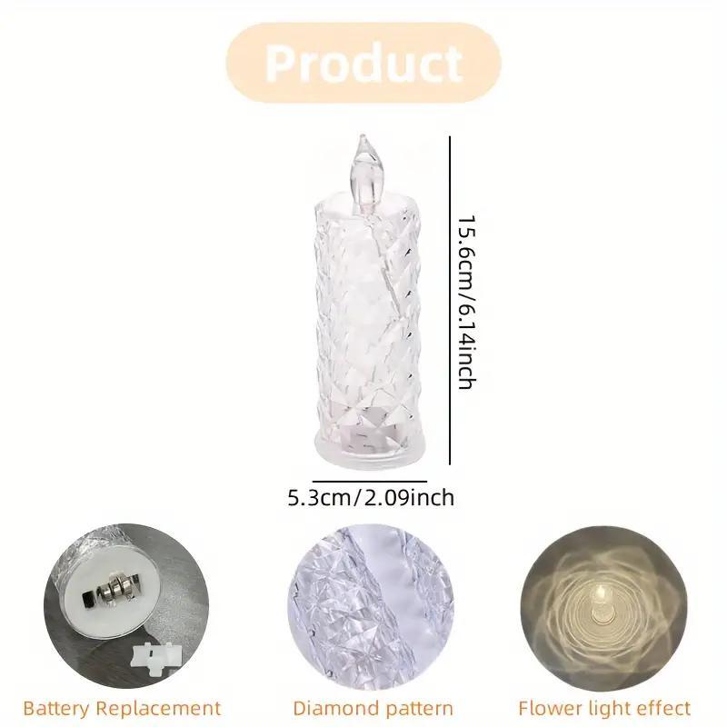 LED Flameless Candle Light, Battery Required Artificial Crystal Candle Light, LED Candle Lamp, Decorative LED Light for Home Party, Wedding, Birthday, Festival