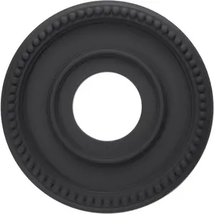 12" OD x 4" ID PU Decorative Ceiling Medallion Traditional Ceiling Light Cover Plate for Ceiling Light Fixtures Fans, Black