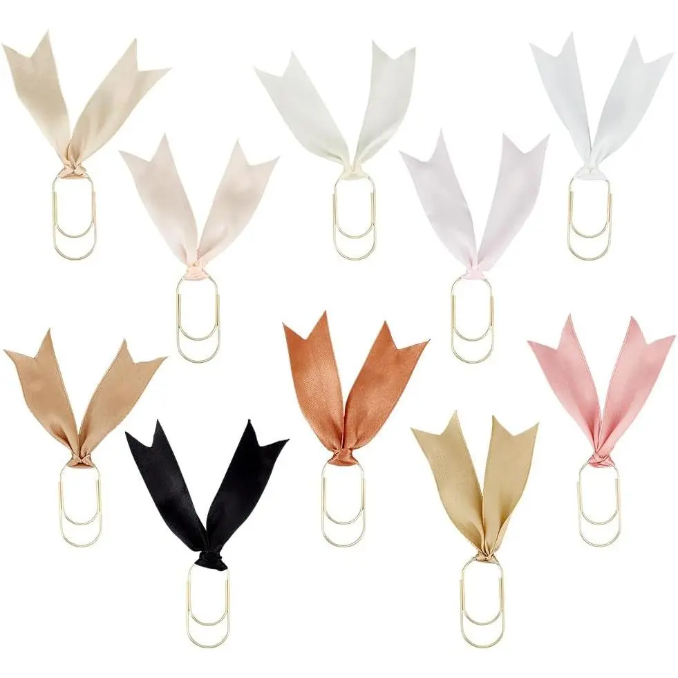10 count Ribbon Paper Clip, Colorful Planner Bookmark Ribbon Paperclips 1.95 Inch Large Paper Clips Metal Bookmarks Accessories for  to School Office Teacher Students Book Notebook