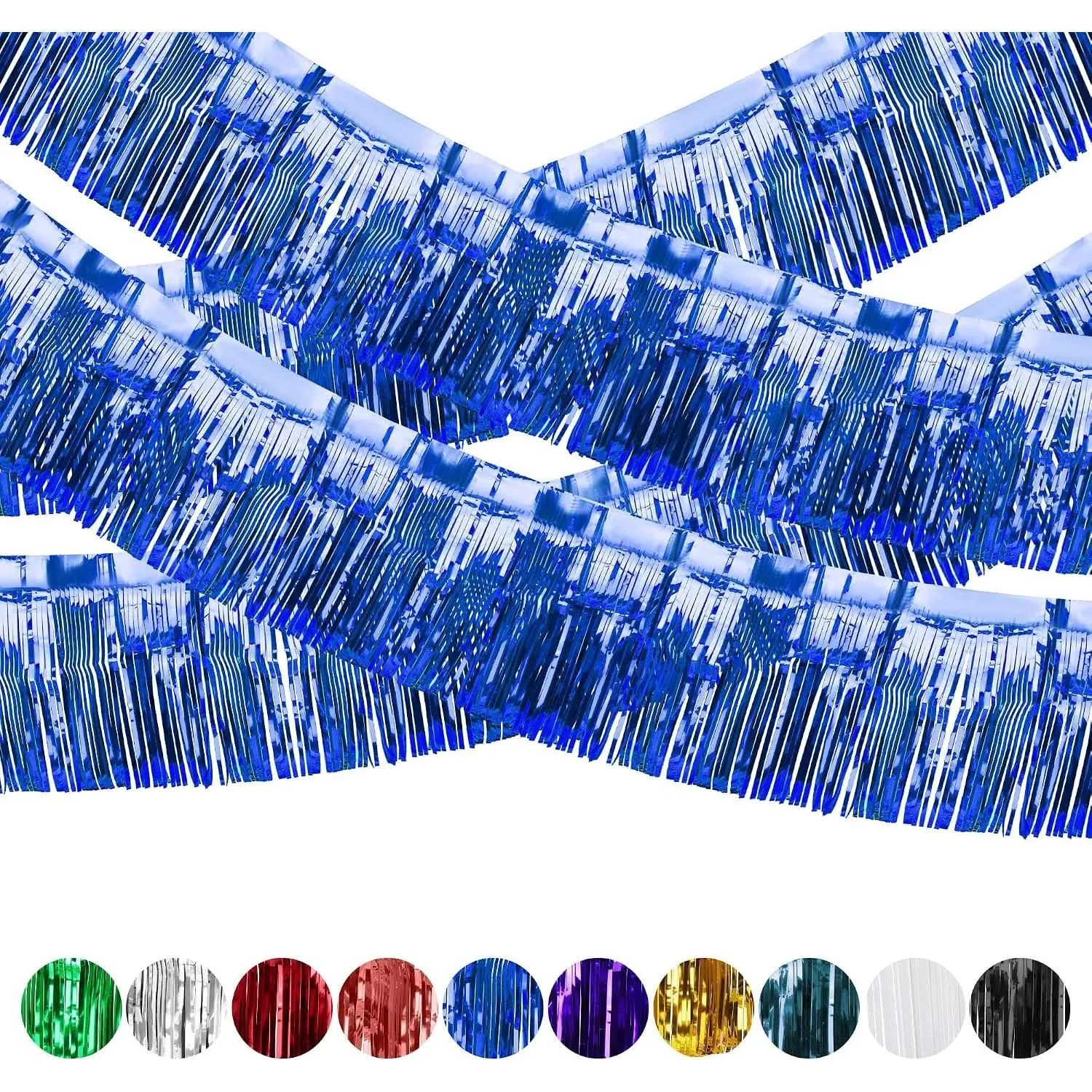 4 Pack 39 Ft Metallic Foil Fringe Garland, Shiny Tassel Parade Float Decorations for Trailer Car Graduation Homecoming Indoor Outdoor 4th of July Party, Royal BlueGift