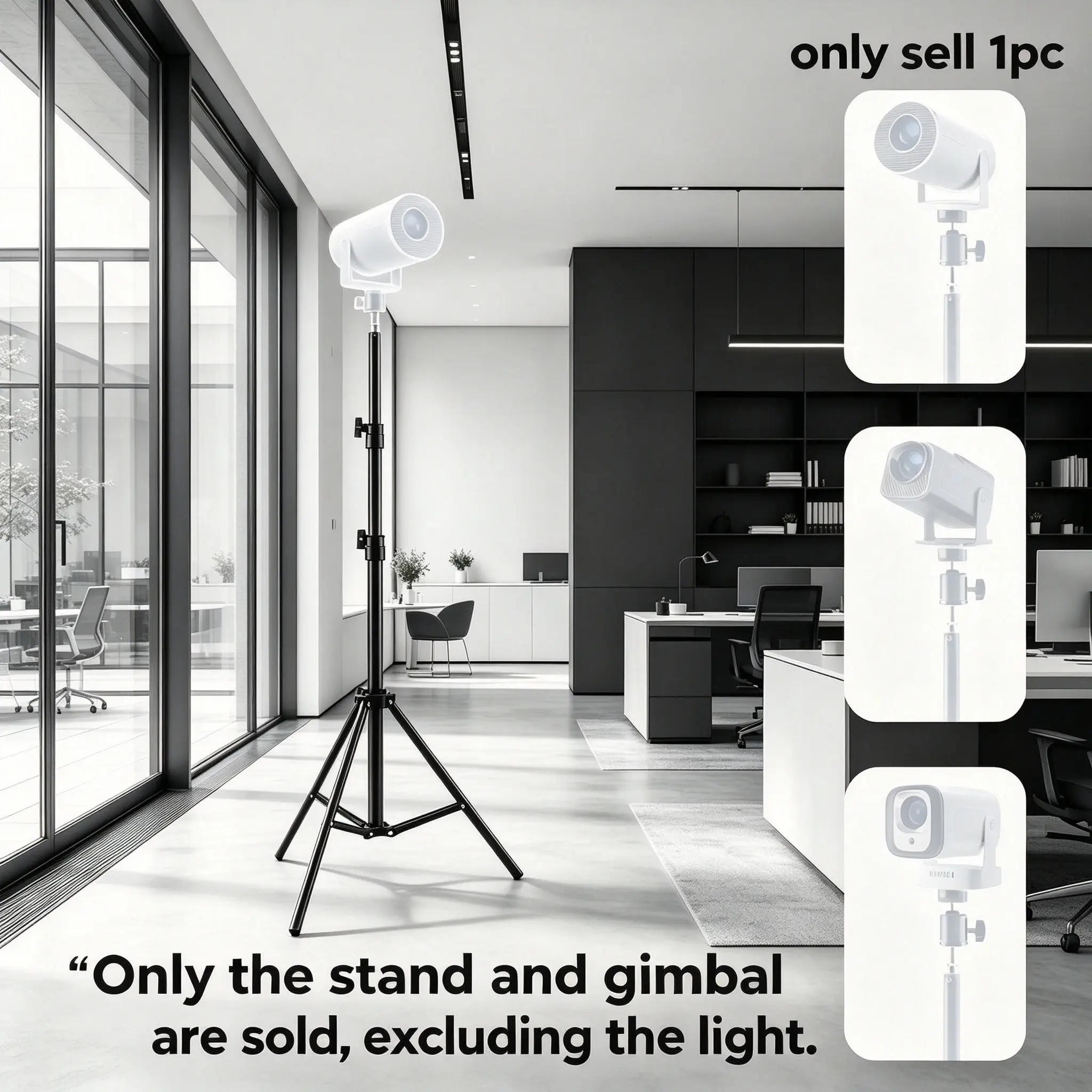 65.35 Inch Adjustable Tripod Stand, Multi-Position Locking Rod, 360° Rotatable Gimbal, Lightweight Portable Light Stand