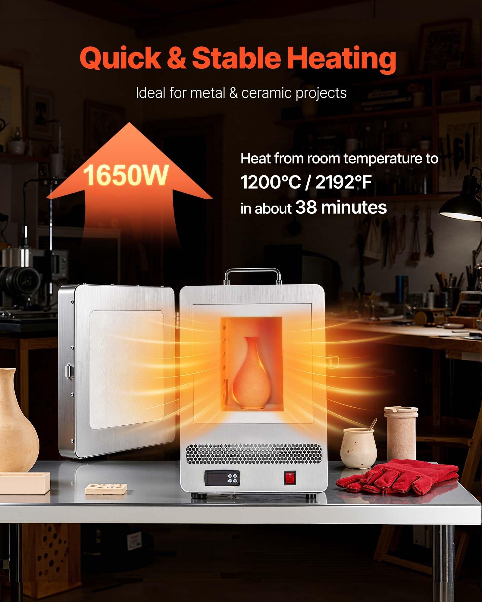 VEVOR Electric Melting Furnace, 1650W Electric Kiln, Digital Melting ...