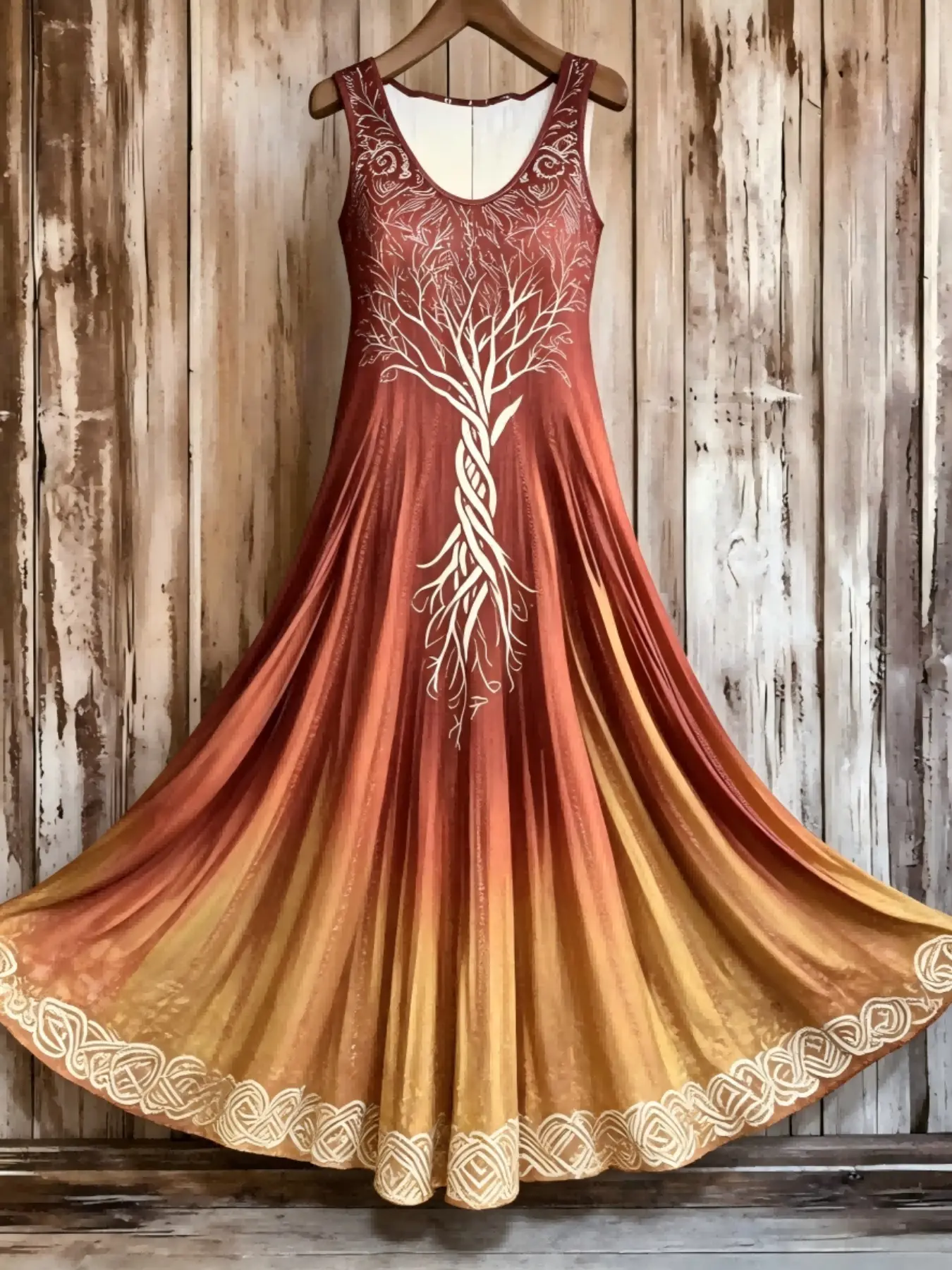 Women's Plus Size New Spring Summer Loose Fit Dress, Creative Pattern Totem Print, Sleeveless Dress, Fashionable and Versatile
