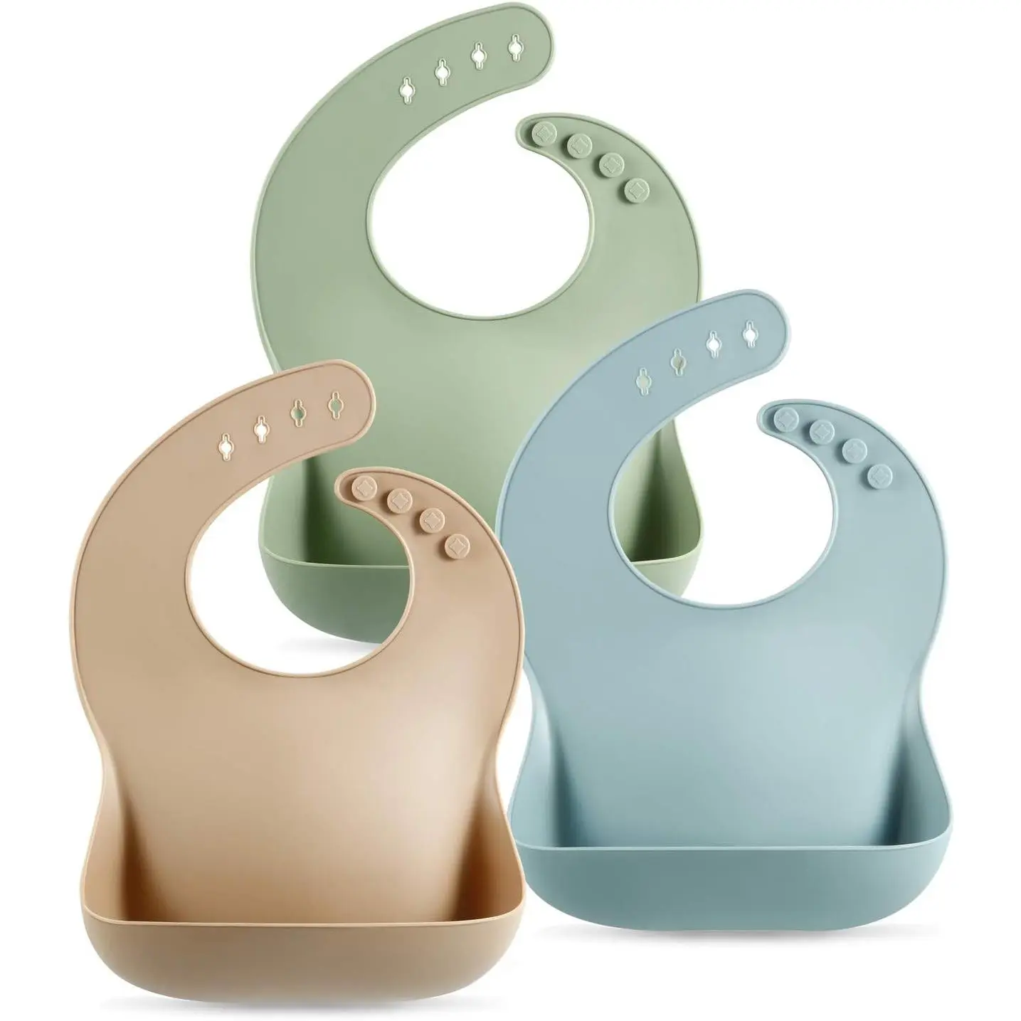 Set of 3 Silicone Baby Bibs Waterproof, Soft, Unisex, 10-72 Months New model