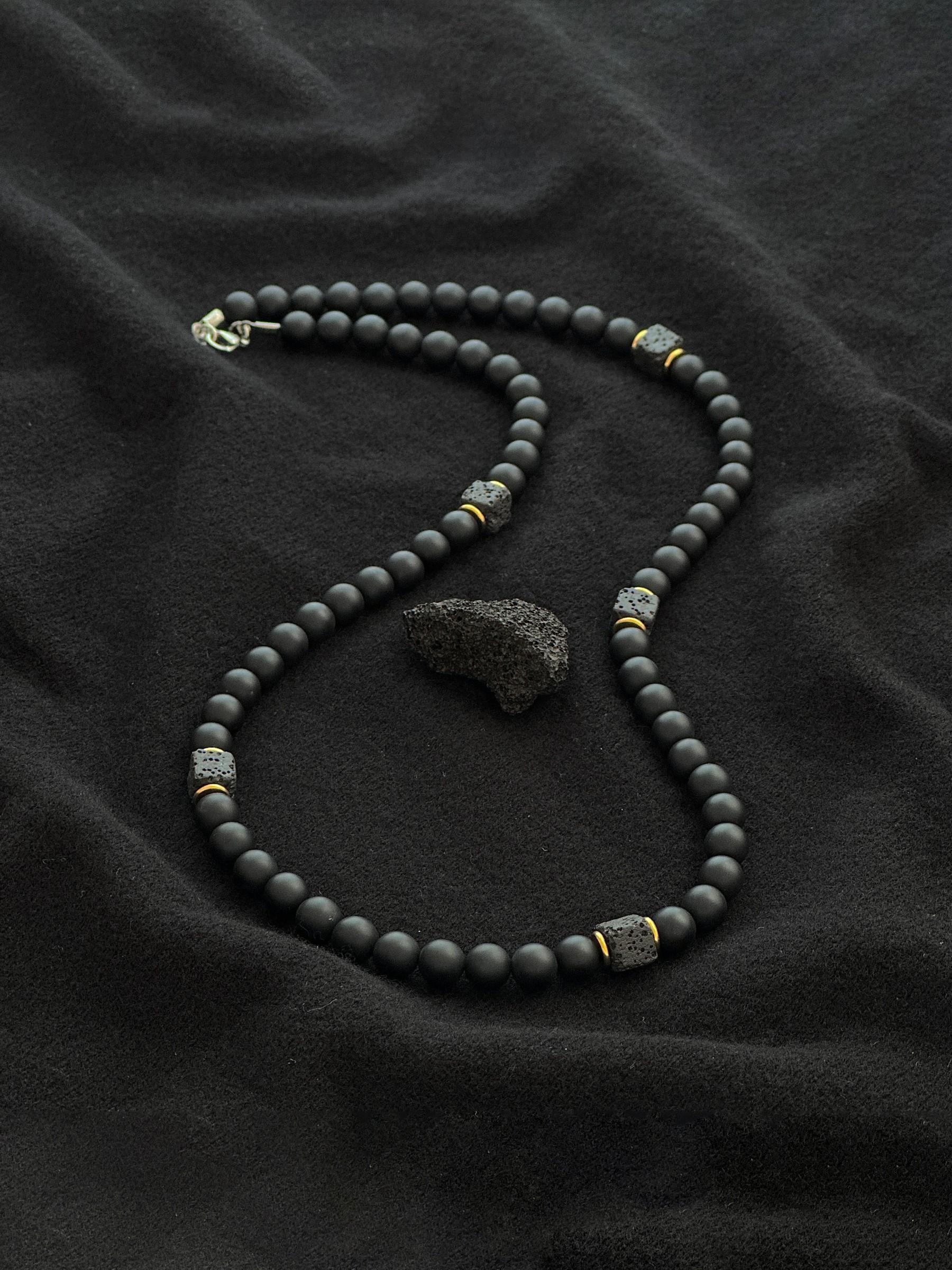 Men's Minimalist Stone Decor Necklace, Obsidian Necklace, Fashion Jewelry for Party, Daily Clothing Decor, Trendy All-match & Exquisite Jewelry for Birthday Gift