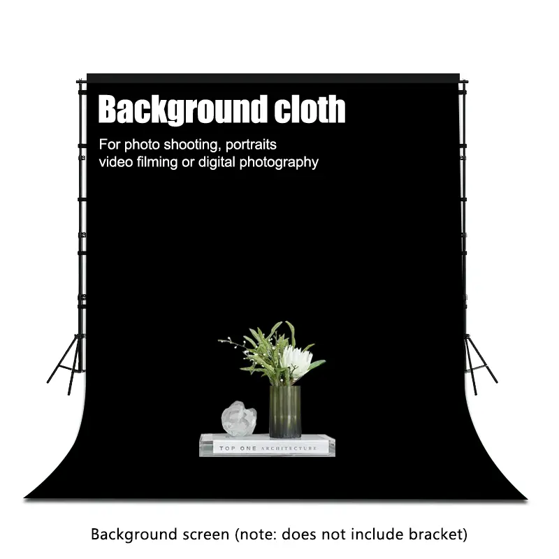 Black Background Cloth for Live Streaming and Photography - Foldable, Ironing, Washable and Reusable | 1.5-2 m/59.06-78 inch | -- | 2-3m/78.74-118 inch | -- | 3-3m/118.11-118 inch | -- | 3-4m/118.11-157 inch |