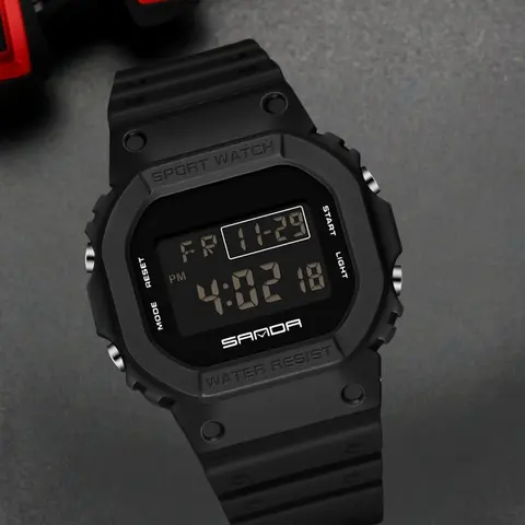 Men's Fashion Digital Watch, Casual Sporty Watch with Luminous Dial & Alarm Mode, Waterproof Outdoor Watch for Men with Box, Water Resistant Wristwatch, Fashion Wristwatches, Fashionable Waterproof Watch