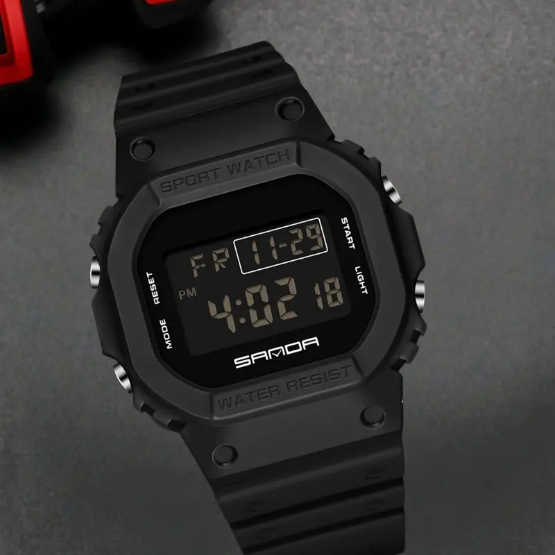 Men's Fashion Digital Watch, Casual Sporty Watch with Luminous Dial & Alarm Mode, Waterproof Outdoor Watch for Men with Box, Water Resistant Wristwatch, Fashion Wristwatches, Fashionable Waterproof Watch