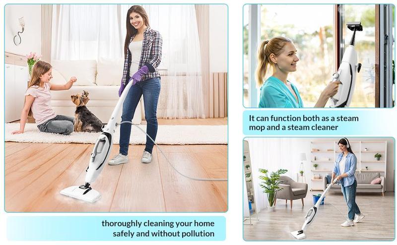 [Flash Sale] GLEEHILL 10-in-1 Steam Mop & Handheld Steamer, 1550W, 8m Cord, Steam Mop for Hardwood Floors, Washable Pad, Multi-Functional Accessory for Floors, Carpets, Tile, Grout & Glass, Chemical-Free