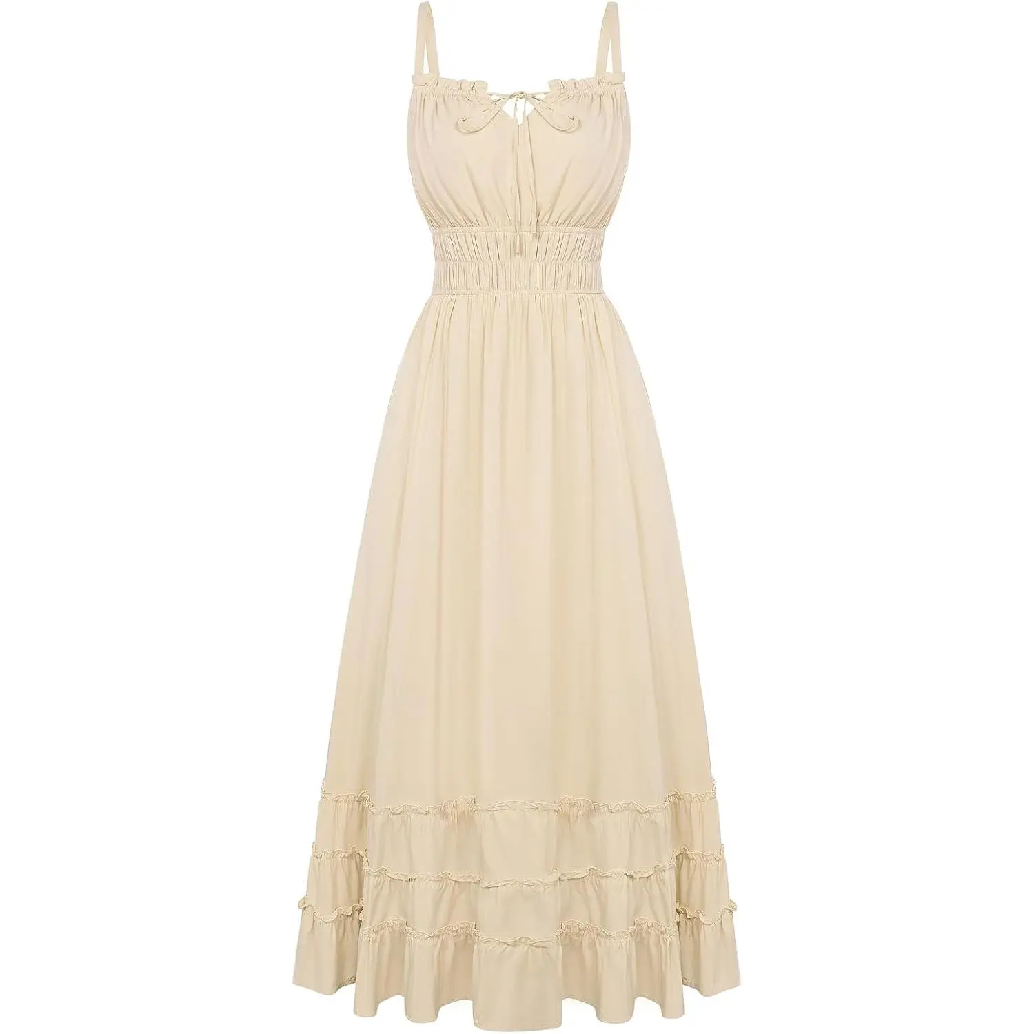 Women's Summer Maxi Dress Boho Flowy Milkmaid Sundress |   Waist, Ruffle Hem Pockets, Wedding Guest, Tea Party, Beach Vacation