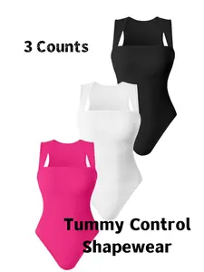 Women's Shapewear Bodysuit, Comfortable Casual Tummy Control & Butt Lifting, Daily Wear Compression Shirt, Knitted Slimming Fitness