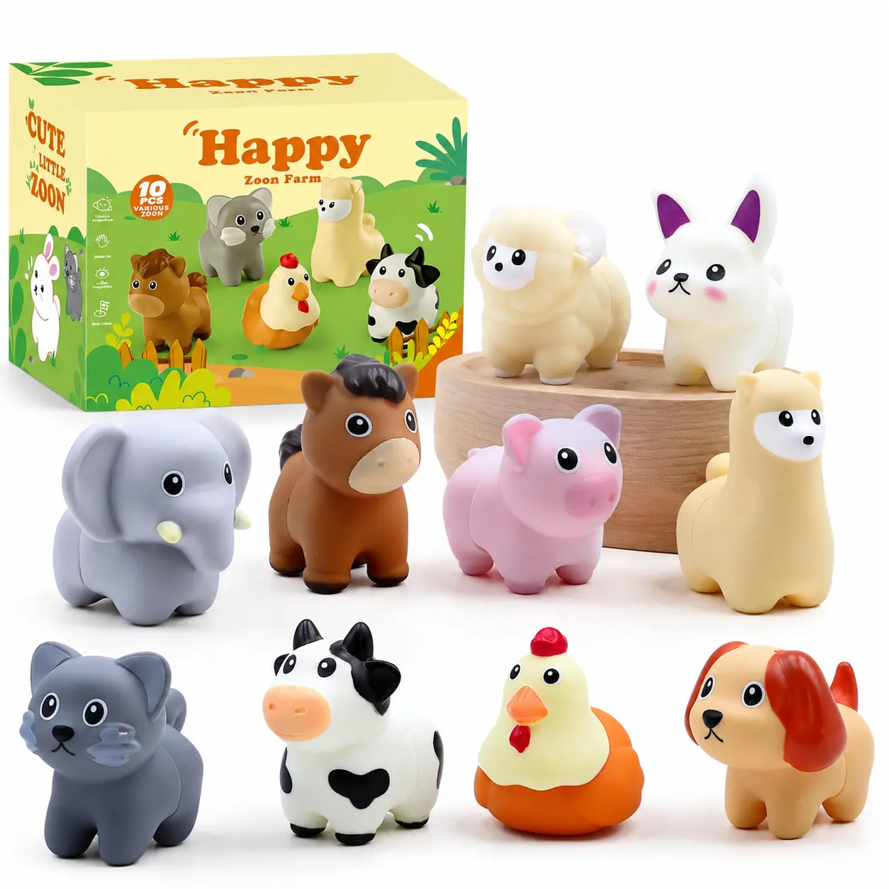 10PCS Detachable Animal Toys Set - Mix & Match Farm Animals & Dinosaur Blocks, Safe Non-Toxic Impact-Resistant Montessori Educational Toy for Children Development, Christmas Stocking Stuffers for Toddlers