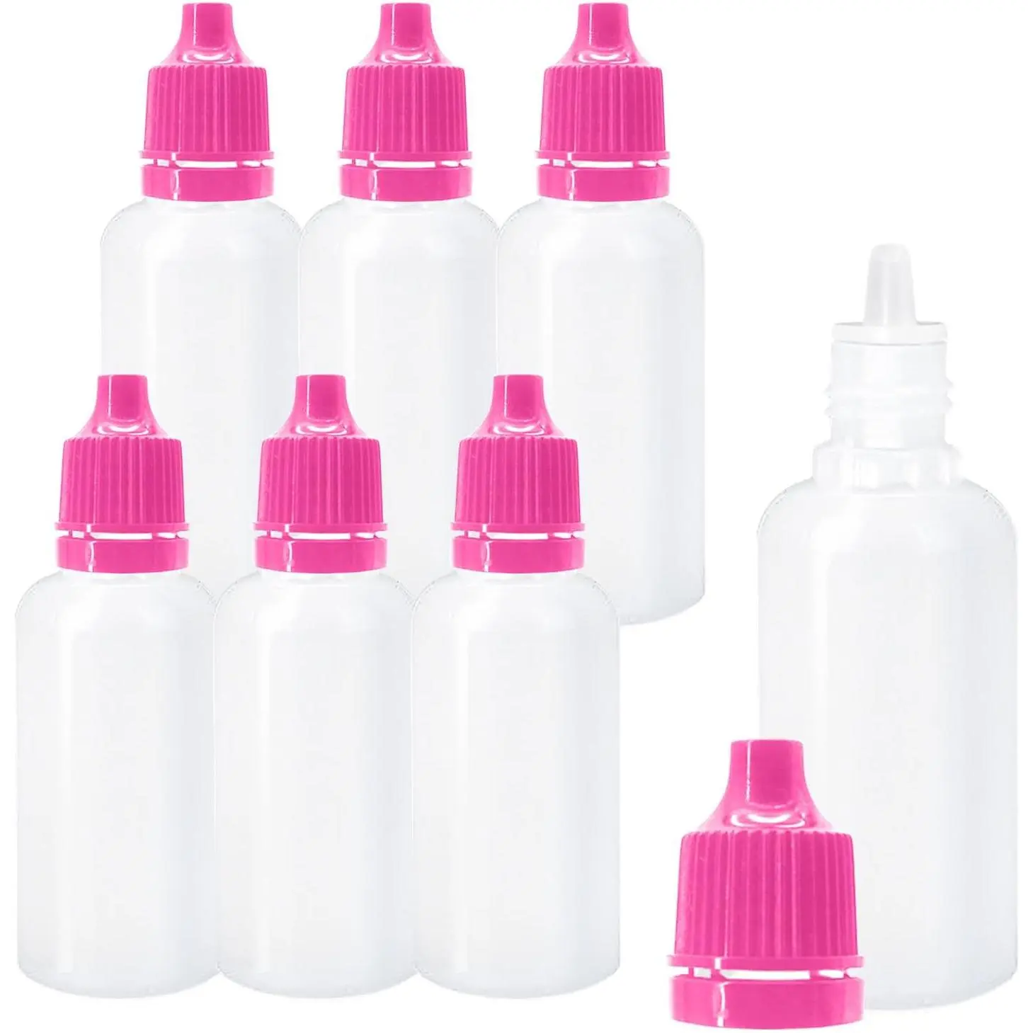 7 count 20ml Plastic Dropper Bottles, 0.68oz Small Squeeze Leakproof Dropper Bottle with Childproof Cap and Plug, Refillable Portable Empty Liquid Container,