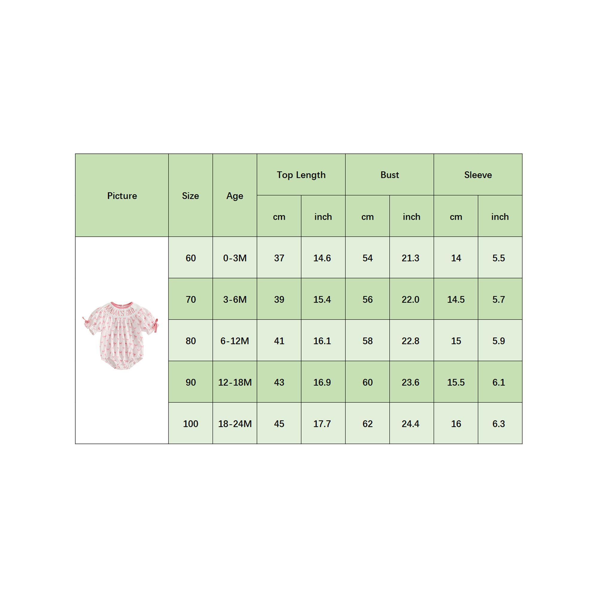 Newborn Baby Girl Summer Clothes Mama's Girl Baby Clothes Short Sleeve Smocked Letter Embroidery Romper Bow Print Bodysuit Summer Outfits