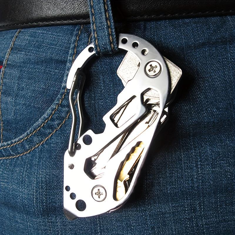 Stainless steel multi-function keychain with screwdriver and bottle opener, ideal for camping equipment, ideal for outdoor daily carry
