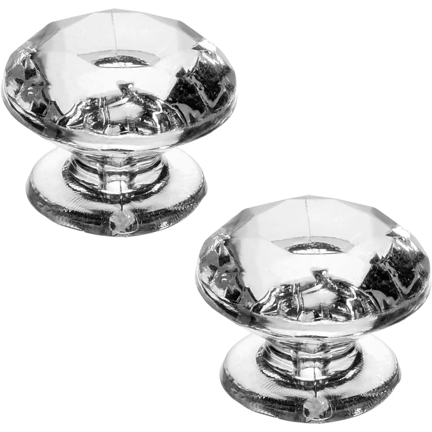 6 count Self-Adhesive Clear   Knobs, 19mm Diameter | No Drill Stick- Pulls, Clear Shiny  Finish, Mini Size for  Box, Makeup Case, Crafts, Small Drawers