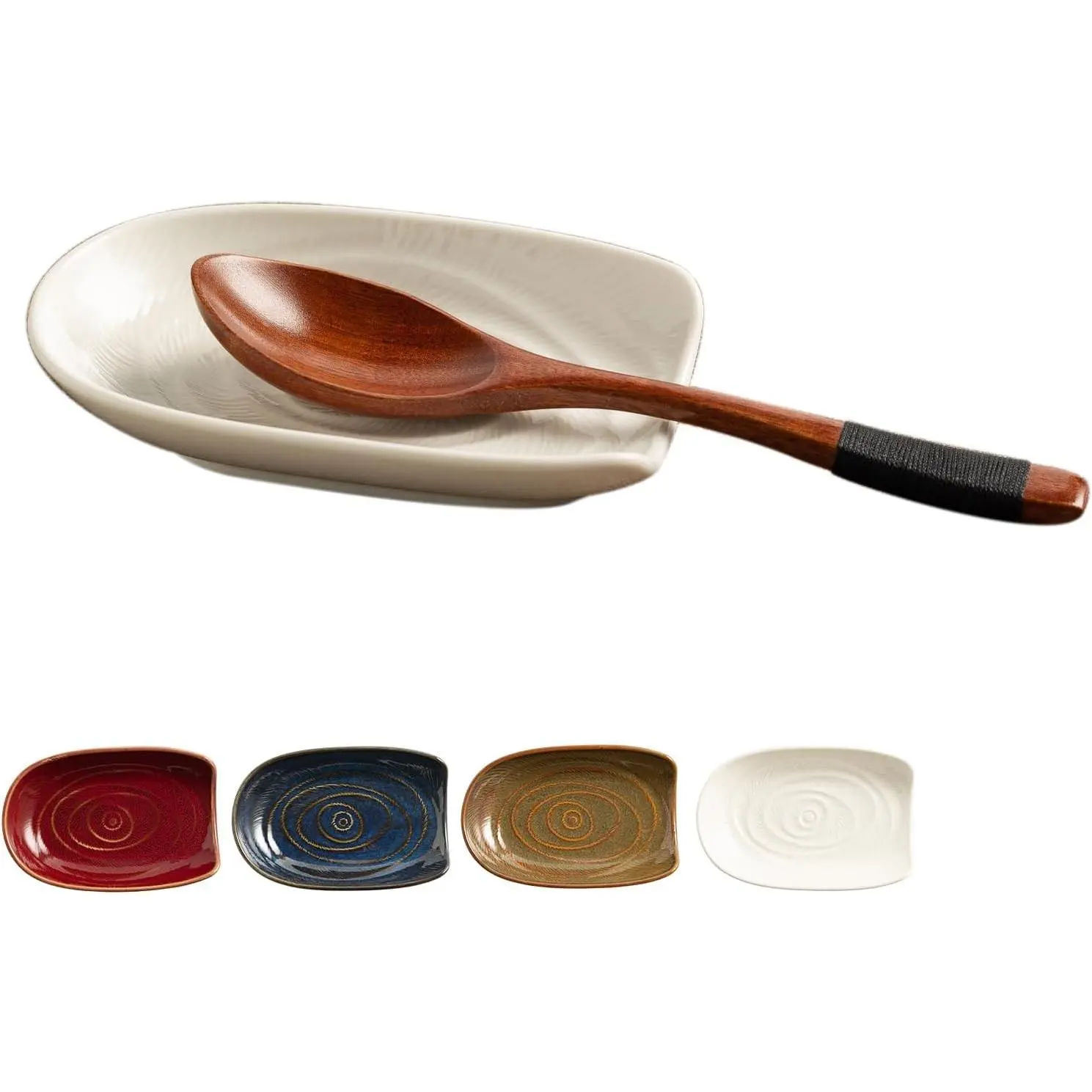 5.1 Inch White Porcelain Ceramic Spoon Rest, Farmhouse Kitchen Utensil Rest for Counter & Stove Top, Perfect for Cooking and Coffee Spoons