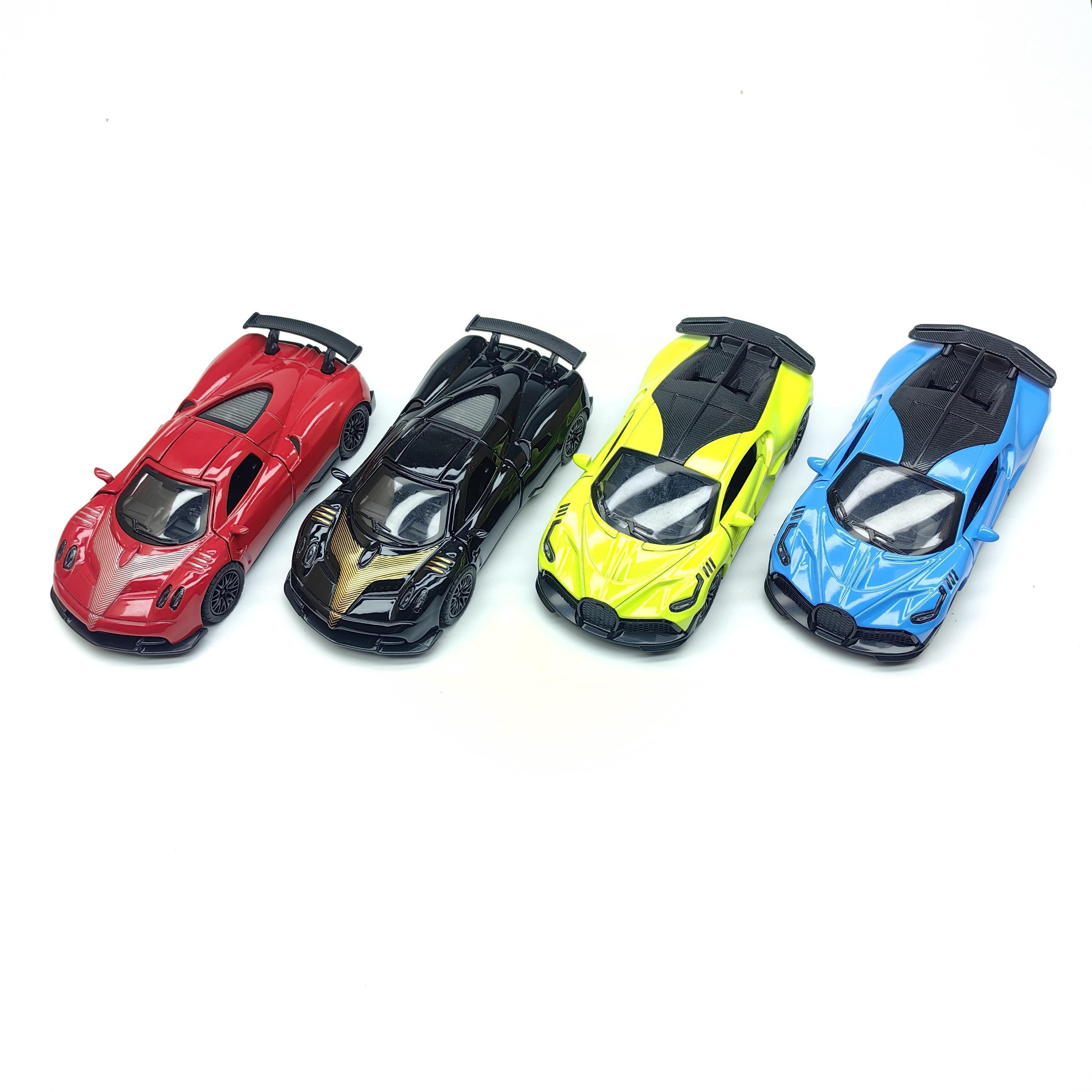 Realistic alloy sports car model, a children's toy car with pull-back function and openable doors, suitable for boys