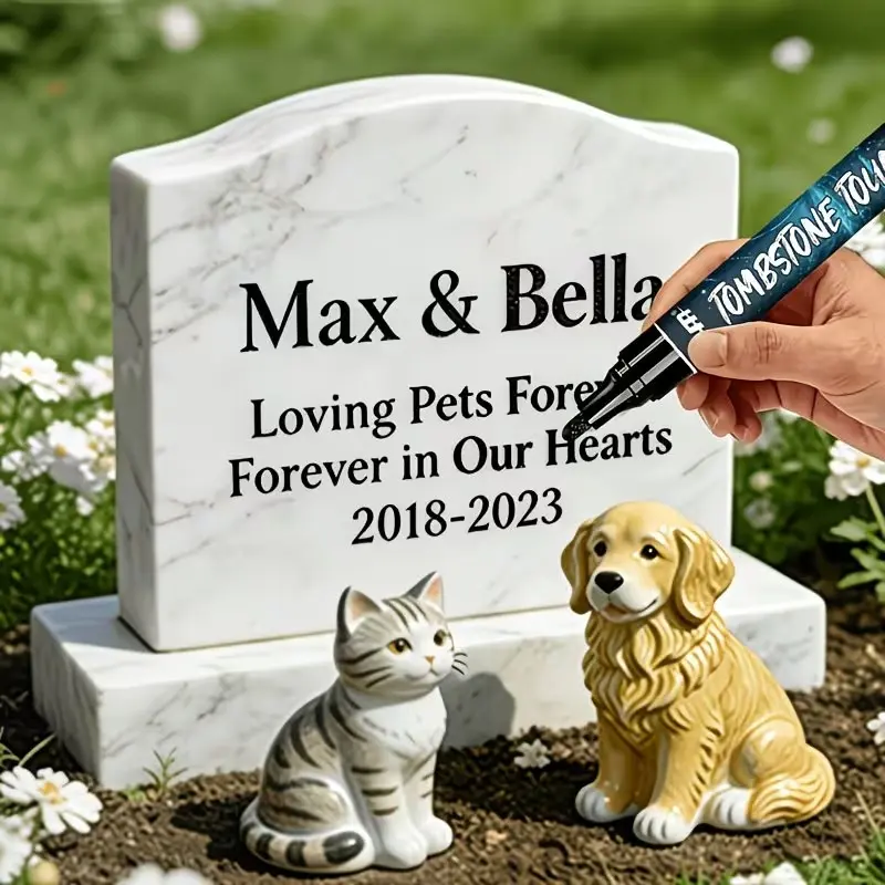 Grave Marker Pen for Restoring Faded Text on Granite, Oil-Based Fast-Drying Fine Tip, Moisture-Resistant, Ideal for Cemetery Maintenance