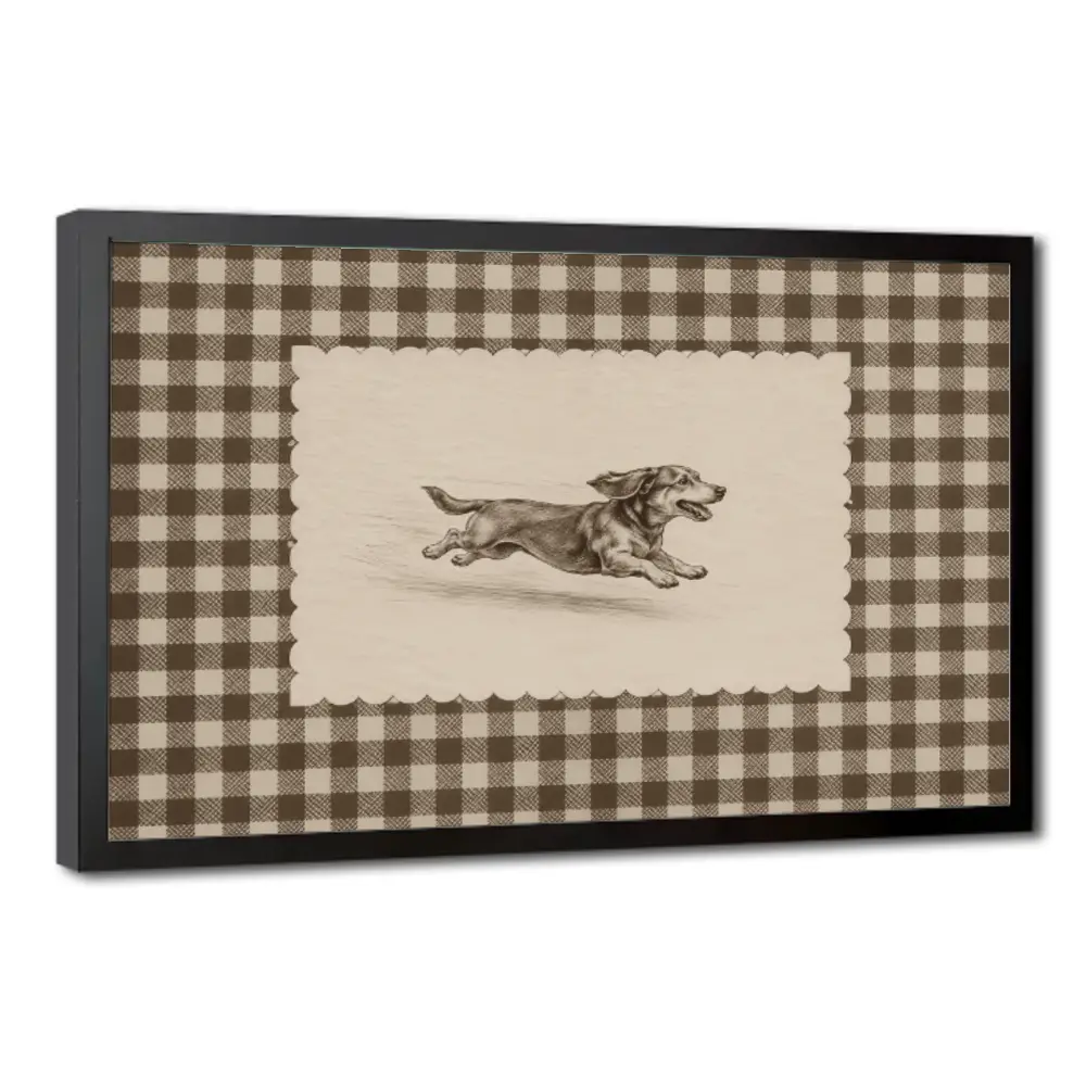 Vintage Dachshund Zoomies Art Print - Minimalist Dog Wall Artwork, Cute Pet Lover Gift, Aesthetic Home Accent, Living Room-Bedroom Decor, Anime Custom Canvas, Retro Mermaid Metal Tin Sign, Boho Lightweight Piece