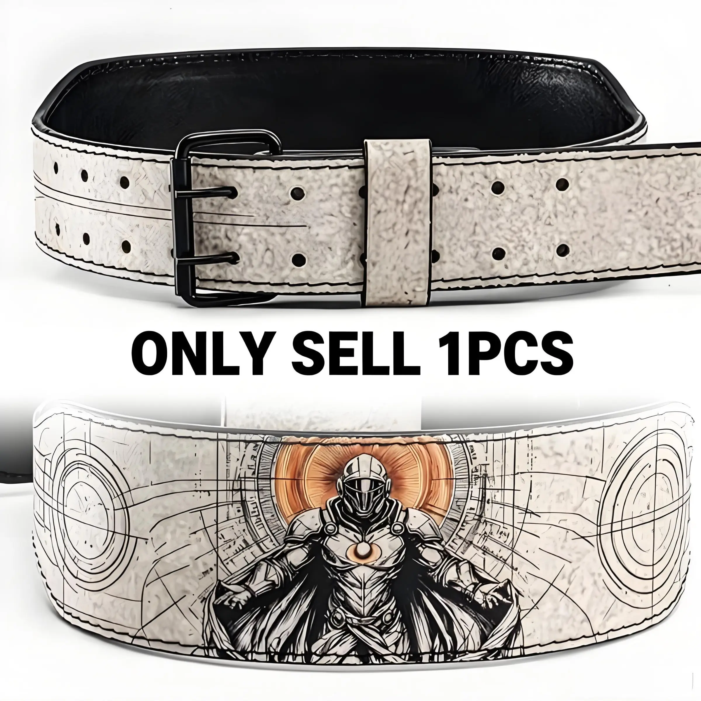Vintage Leather Texture Sci-Fi Knight Print Weightlifting Belt, Storytelling Training Gear, Gym Waistband, Squat Belt