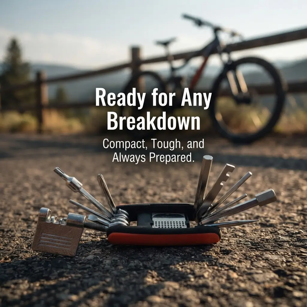 Compact 15-in-1 Bicycle Multi-Tool with Hex Handle, Chain Remover, Repairing Bikes Equipment for Cyclists 8050