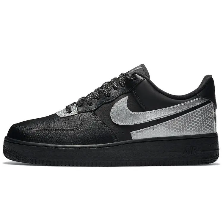 Nike Air Force 1 Synthetic Leather Reflective Low-Top Sneakers for Men in Black and Silver Verifiable, with credentials and supporting global authentication