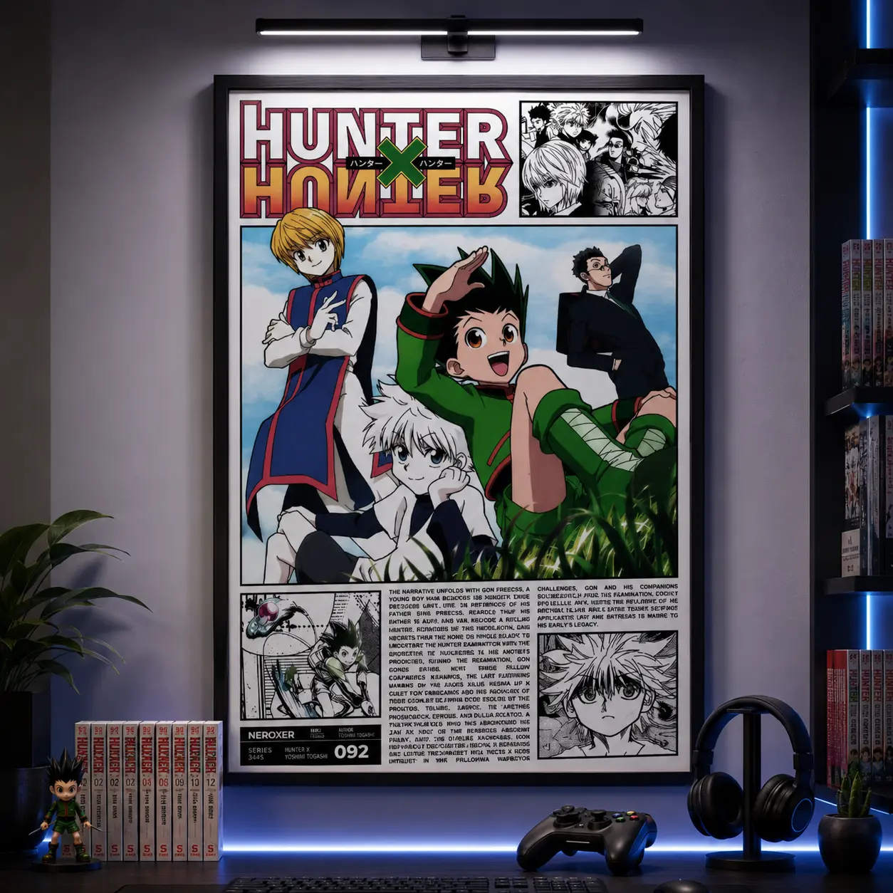 Hunter x Hunter Vintage Comic Poster, Gon Killua Kurapika Retro Manga Wall Art, Anime Magazine Aesthetic Print, Otaku Room Decor, HxH Gift