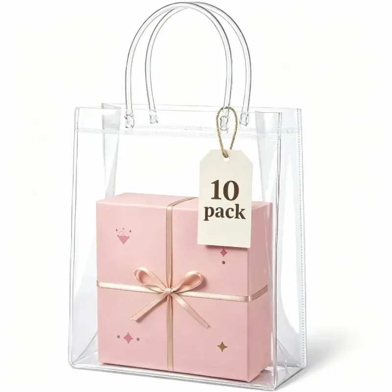 10Pcs Reusable Transparent Gift Bags, Portable Packaging, Flexible Transport Structure, Clear Display Box, Lightweight Storage Solution, Creative Gift Packaging