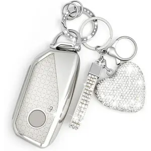 Key Fob Cover with Diamond, Compatible with BMW 2023~up X1 X2 X3 X5 X6 X7 XM etc, Sparkling TPU Key Case for Women