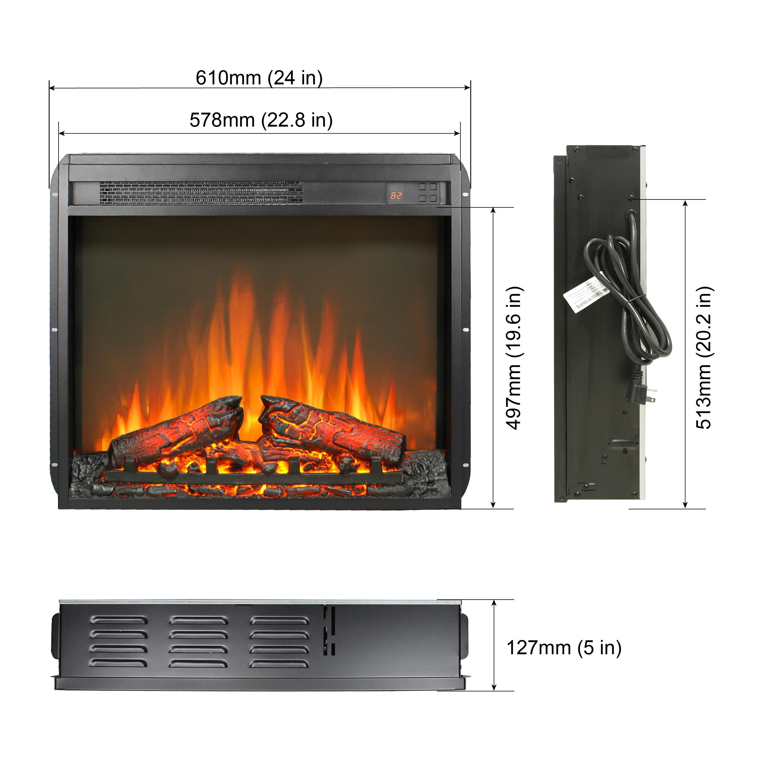 ARCH 23 inch electric fireplace insert, ultra thin heater with log set & realistic flame, remote control with timer, overheating protection ARCH 23 inch electric fireplace insert, ultra thin heater with log set & realistic flame, remote control with timer, overheating protection