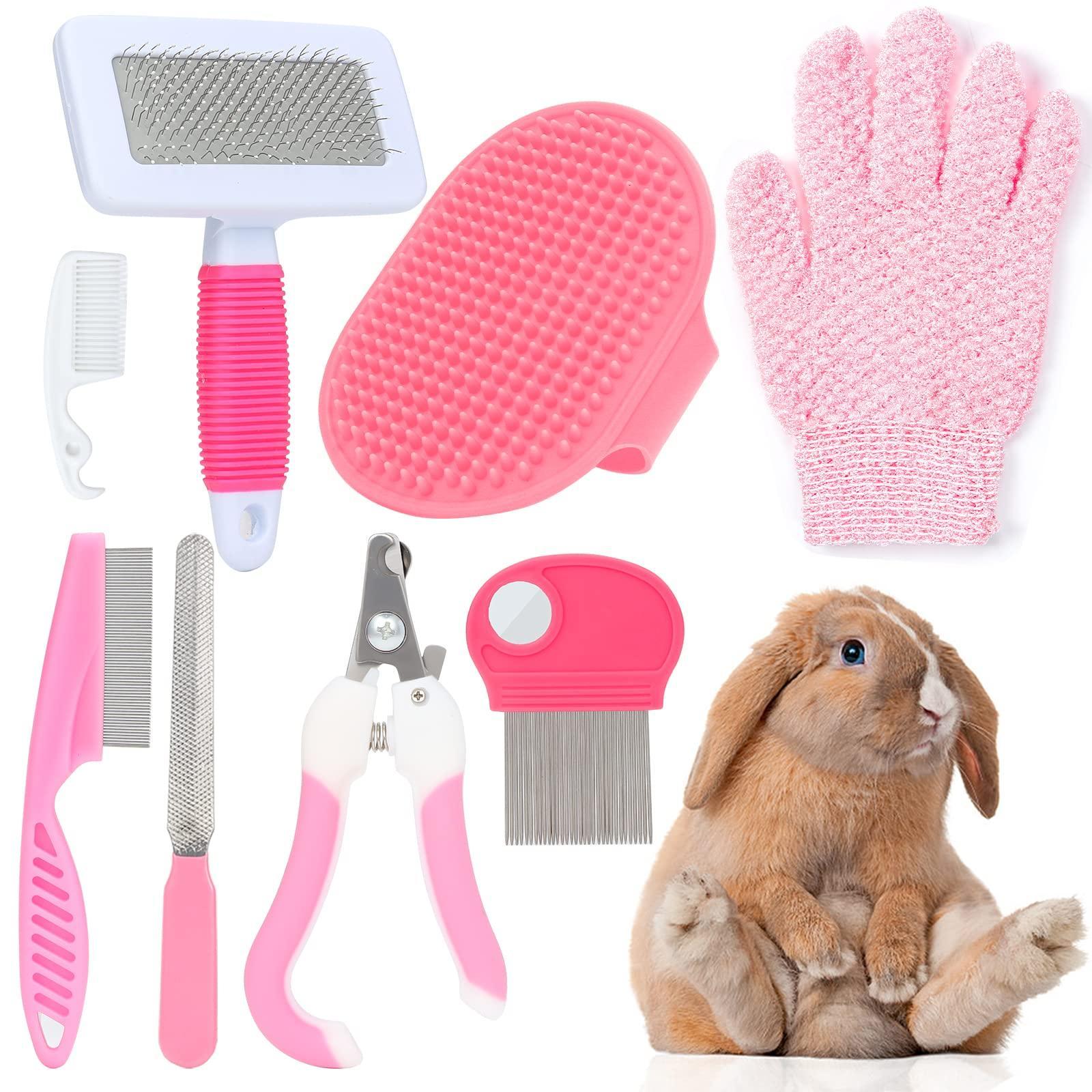 Rabbit Grooming Kit, 8 Counts/set Creative Pet Massage Cleaning Kit, Professional Pet Grooming Supplies