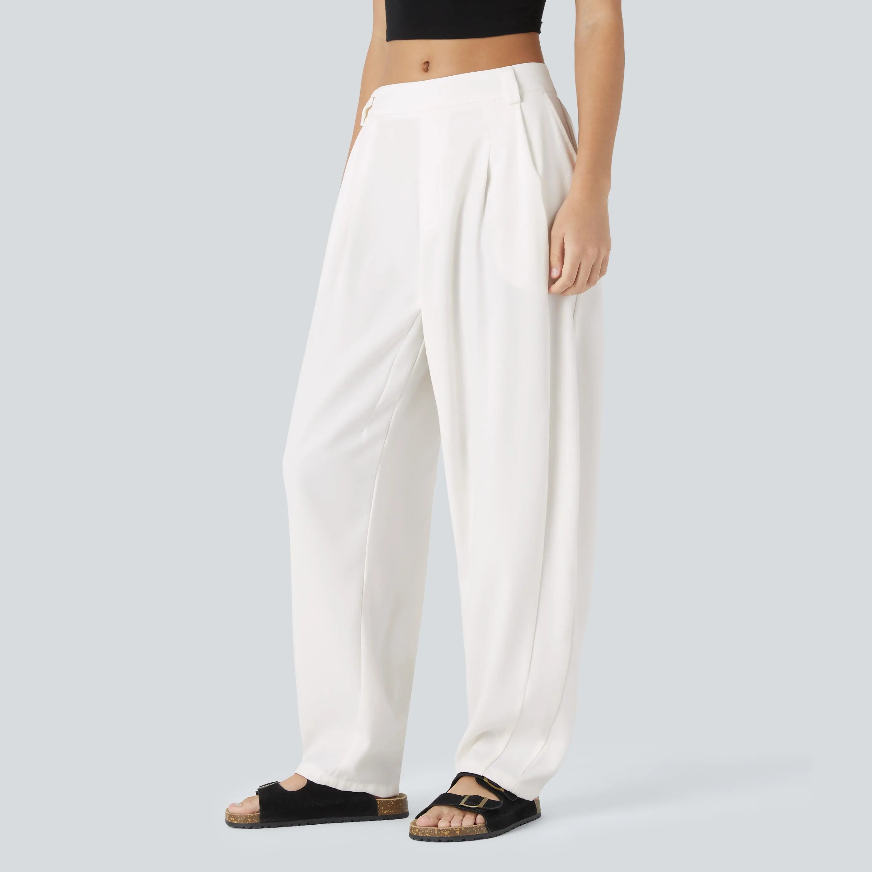 Halara Mid Rise Pocket Barrel Leg Baggy Work Pants