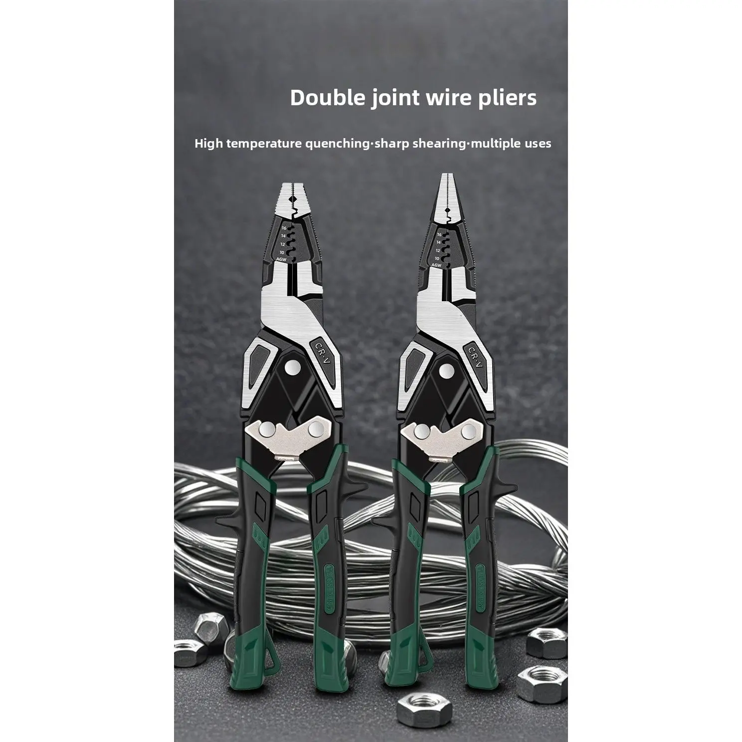 9-Inch Multifunctional Pliers Industrial-Grade Wire Cutting Electrical Tool with Labor-Saving Stripper, Lineman's Needle Nose Crimper for Professional Trades