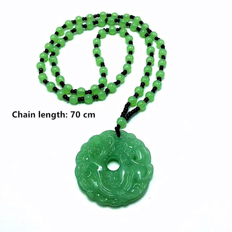1Pc Green Jade Hand-Carved Pixiu Dragon Pendant Necklace – Unisex Lucky Feng Shui Amulet for Wealth Attraction & Spiritual Protection, Auspicious Jewelry Perfect for Christmas, Birthday & Holiday Gift Giving