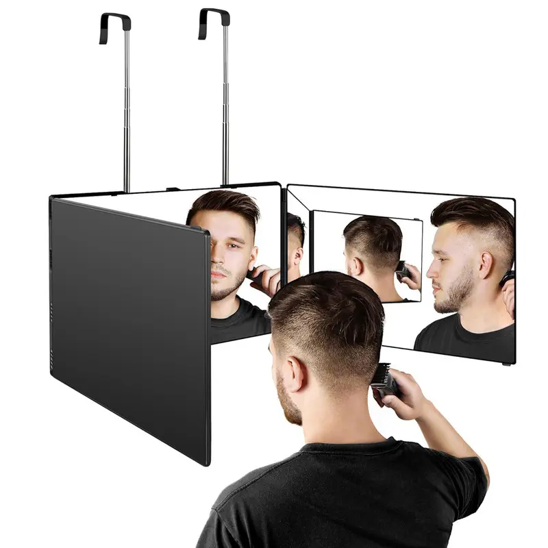 Adjustable 3 Way Tri Folding Mirror, Foldable Self Haircut Mirror for Shaving, Makeup, Hair Styling, Braiding and Hair Dyeing, Portable 360 View Mirror for Home and Travel, Adjustable Trifold Mirror