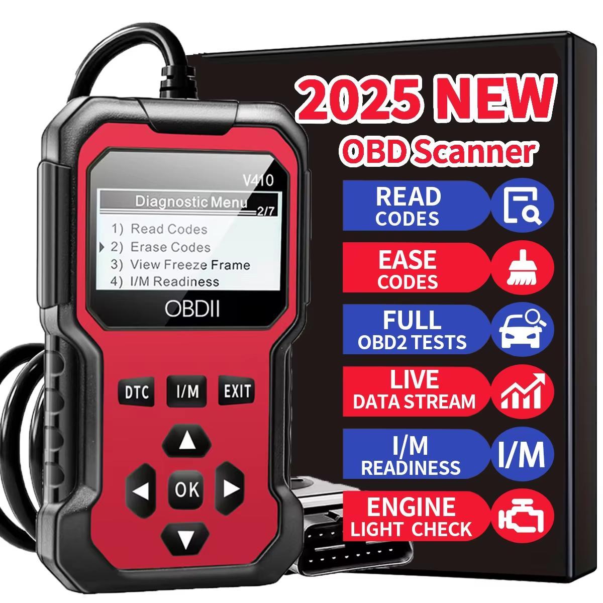 OBD2 Scanner V410 Instant Fault Code Reader & Voltage Check OBDII/CAN Full System Diagnosis 10 Second Analysis Car Diagnostic Tool Automotive Tester
