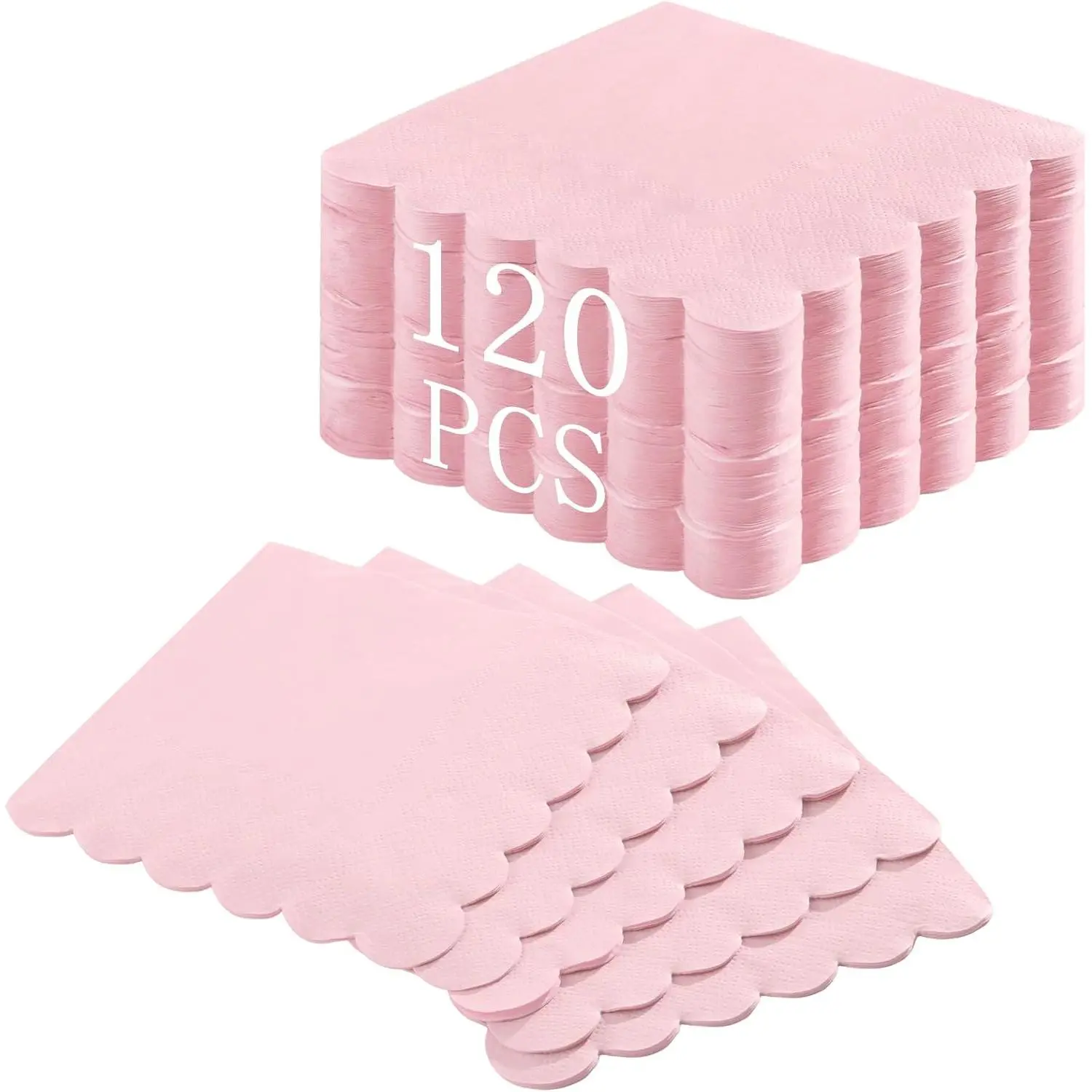 120 count  Napkins  Paper Napkins Scalloped, 5 Inch | Disposable Light  Napkins Small Beverage Dessert Napkins for Birthday,  Bridal Shower, Wedding, Soft and Absorption