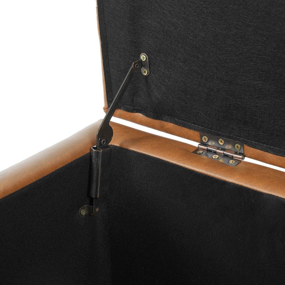 Ottoman Bench with Storage, White Boucle Surface, Rubber Wood Legs, 300 lbs Capacity